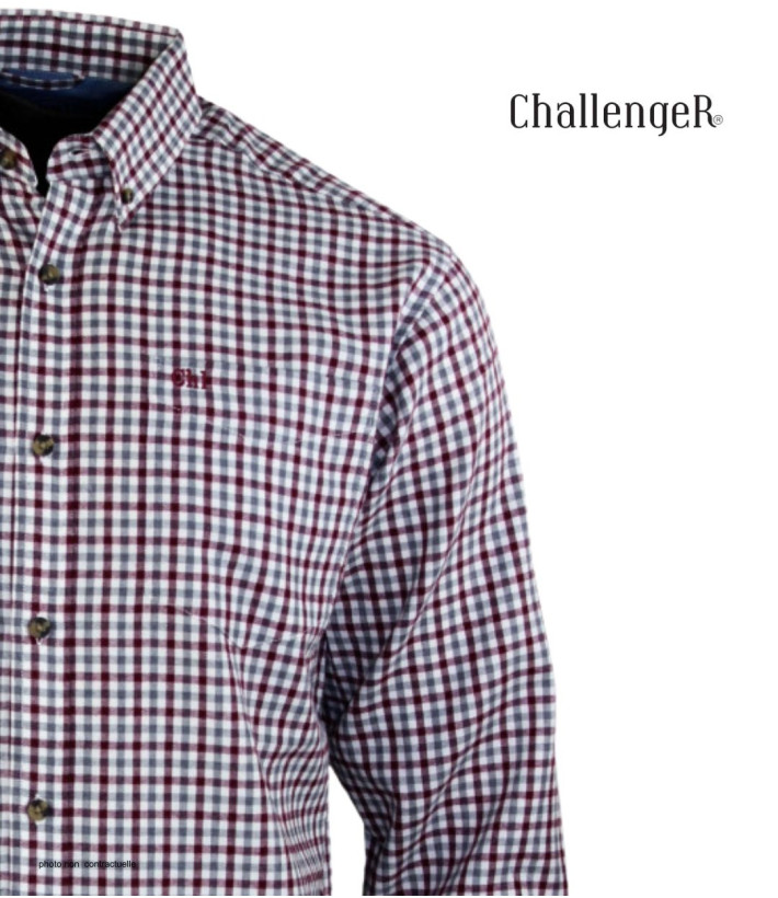 CHALLENGER TRIAL1 - Chemise Flanelle Homme Bordeaux & Rouge
