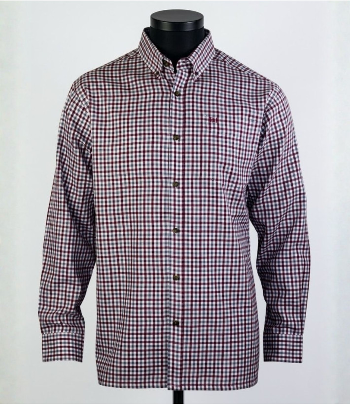 CHALLENGER TRIAL1 - Chemise Flanelle Homme Bordeaux & Rouge
