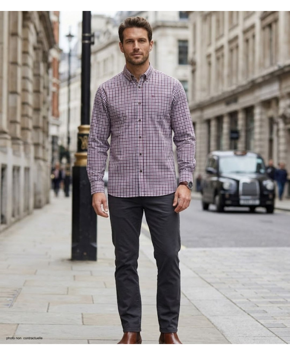CHALLENGER TRIAL1 - Chemise Flanelle Homme Bordeaux & Rouge