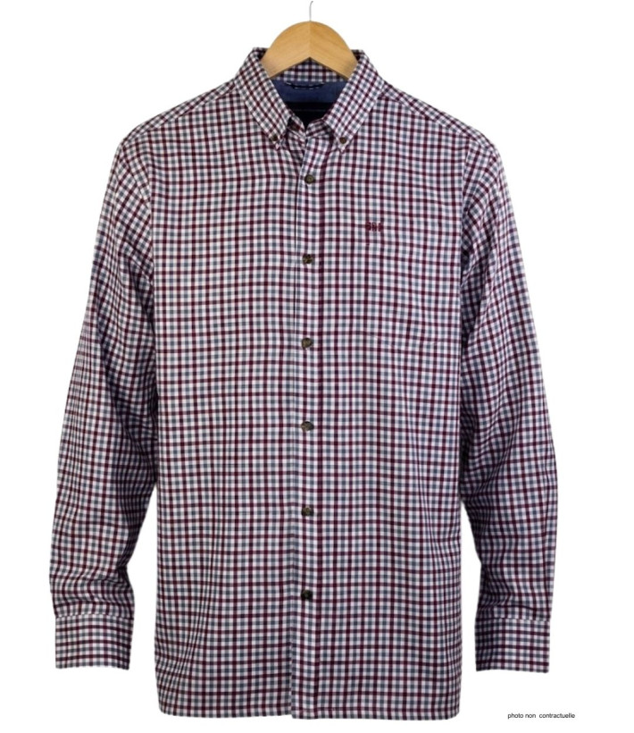 CHALLENGER TRIAL1 - Chemise Flanelle Homme Bordeaux & Rouge
