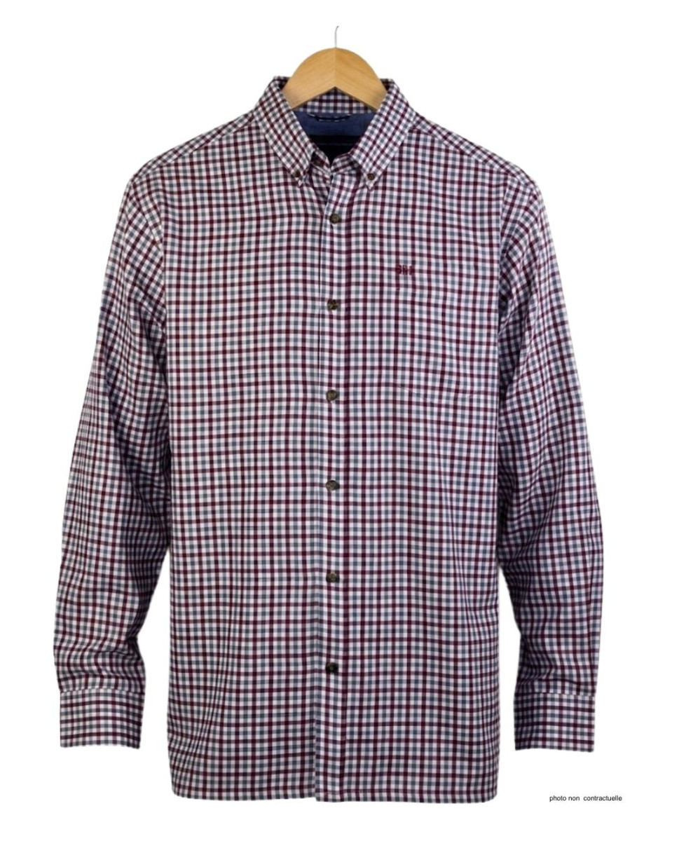 CHALLENGER TRIAL1 - Chemise Flanelle Homme Bordeaux & Rouge