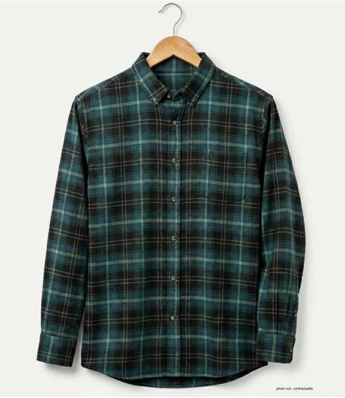 CHALLENGER TRIVIO1 - Chemise Flanelle Homme Carreaux Vert & Brun