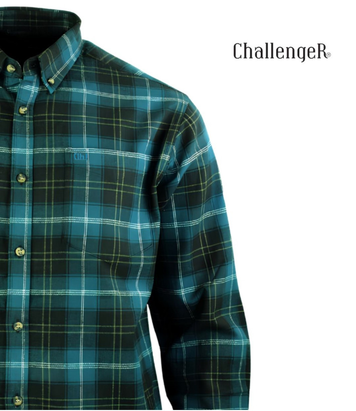 CHALLENGER TRIVIO1 - Chemise Flanelle Homme Carreaux Vert & Brun