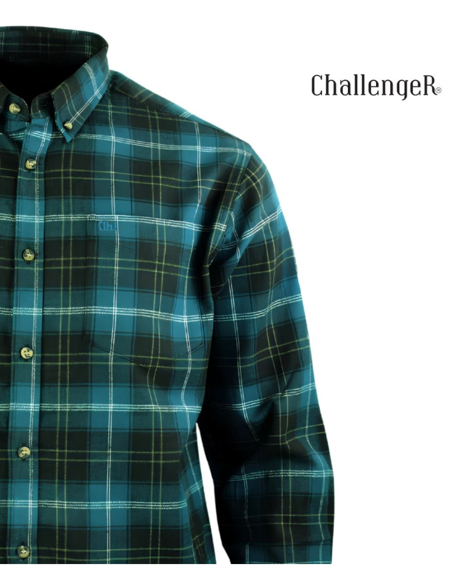 CHALLENGER TRIVIO1 - Chemise Flanelle Homme Carreaux Vert & Brun