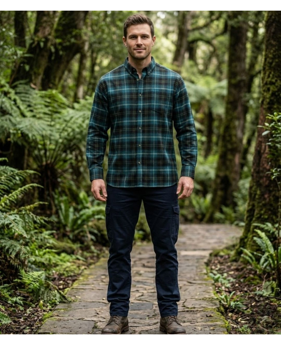 CHALLENGER TRIVIO1 - Chemise Flanelle Homme Carreaux Vert & Brun