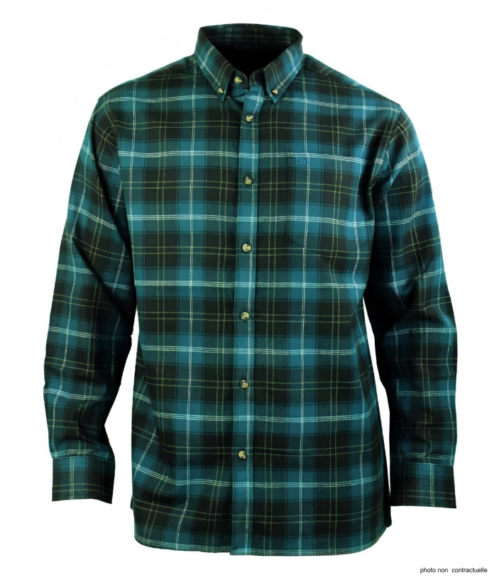 CHALLENGER TRIVIO1 - Chemise Flanelle Homme Carreaux Vert & Brun