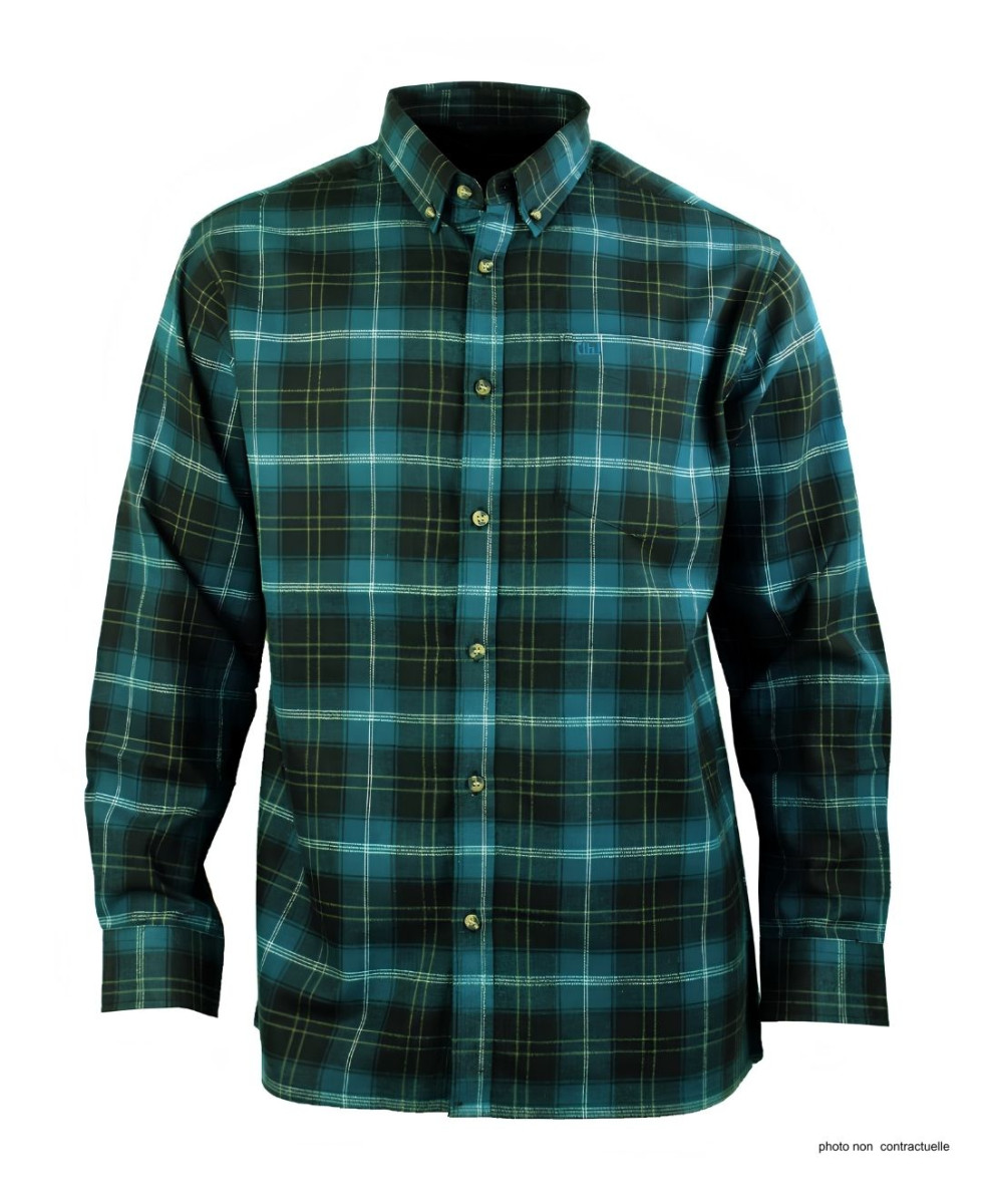 CHALLENGER TRIVIO1 - Chemise Flanelle Homme Carreaux Vert & Brun