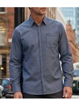 Chemise manches longues CHALLENGER modèle TRUBLION1 gris en flanelle de coton avec micro-imprimé.