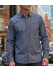 Chemise manches longues CHALLENGER modèle TRUBLION1 gris en flanelle de coton avec micro-imprimé.