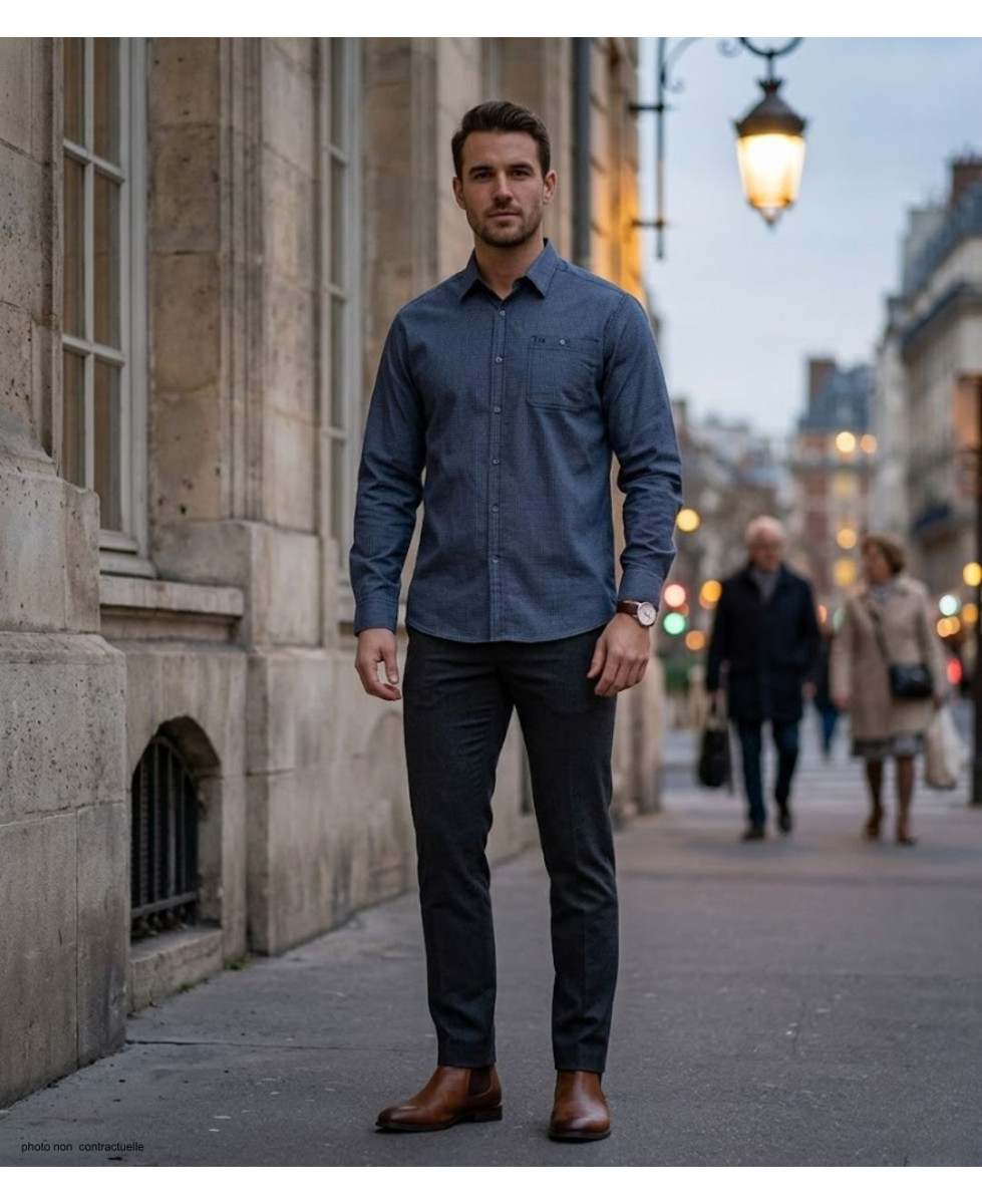 CHALLENGER TRUBLION1 - Chemise Flanelle Grise Homme Premium