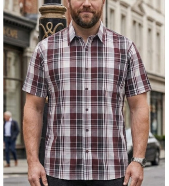 K-DRAN TOCADE9 - Chemise Manches Courtes Homme Bordeaux