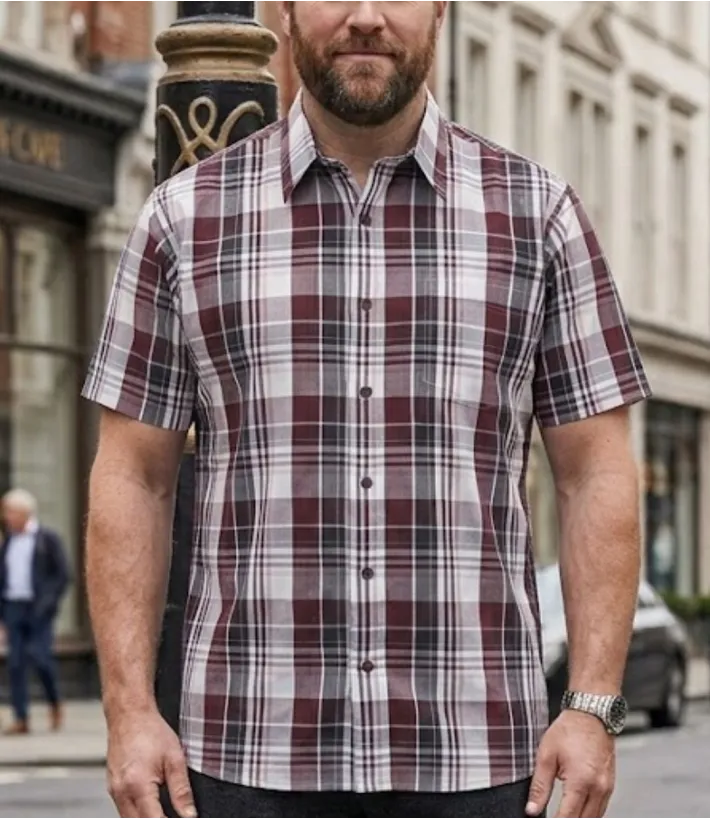 K-DRAN TOCADE9 - Chemise Manches Courtes Homme Bordeaux