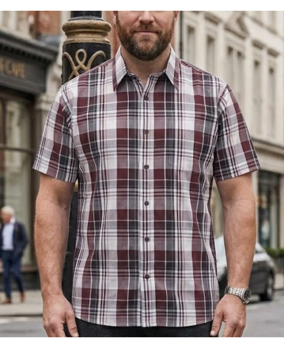 K-DRAN TOCADE9 - Chemise Manches Courtes Homme Bordeaux