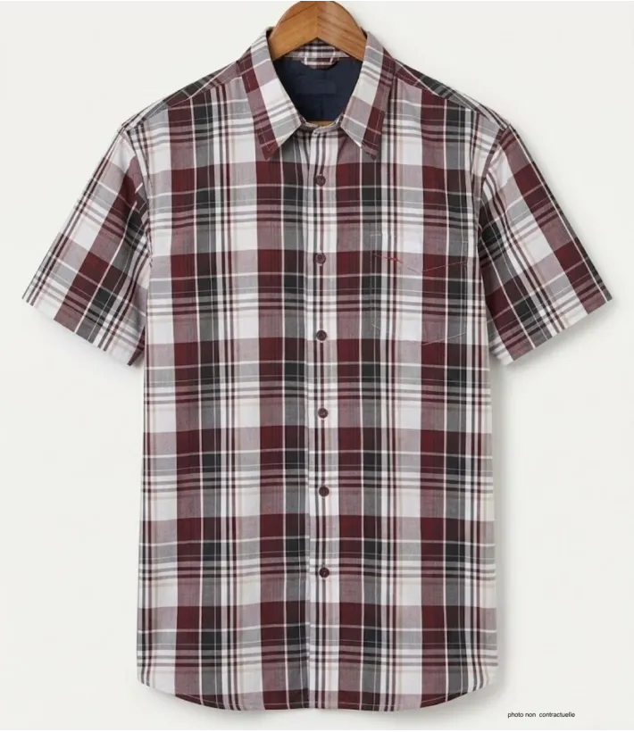 K-DRAN TOCADE9 - Chemise Manches Courtes Homme Bordeaux