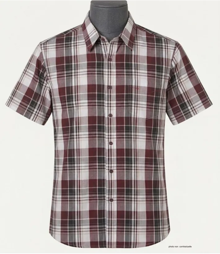 K-DRAN TOCADE9 - Chemise Manches Courtes Homme Bordeaux