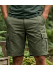 Bermuda pour homme LEDERTYS modèle 810394U001 coloris vert kaki avec taille semi-élastiquée et poches cargo.