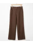 MAYFLOWER Basic Lin : Pantalon femme 100% lin Choco fluide