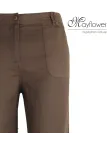 MAYFLOWER Basic Lin : Pantalon femme 100% lin Choco fluide