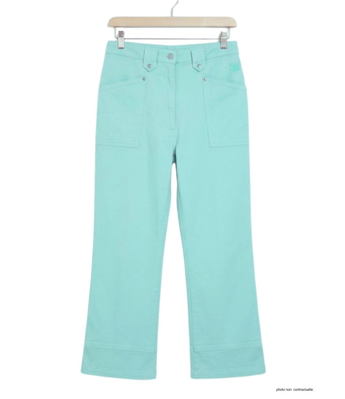 MAYFLOWER Basic Stretch : Pantacourt femme bleu ciel lagon
