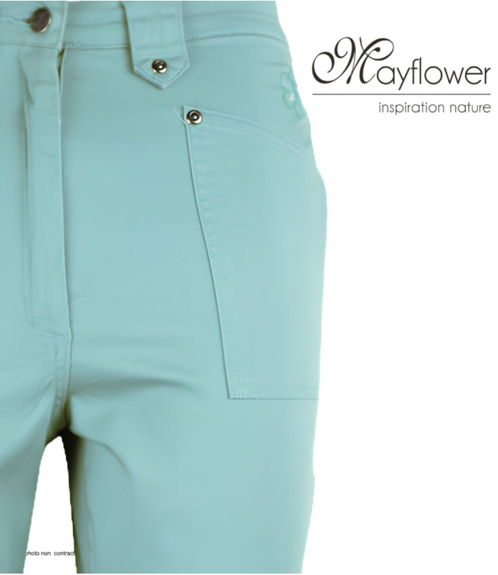 MAYFLOWER Basic Stretch : Pantacourt femme bleu ciel lagon