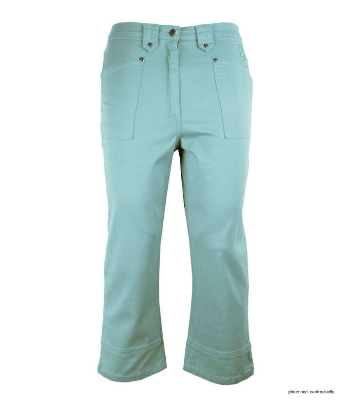 MAYFLOWER Basic Stretch : Pantacourt femme bleu ciel lagon