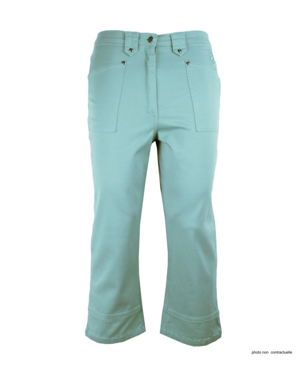 MAYFLOWER Basic Stretch : Pantacourt femme bleu ciel lagon