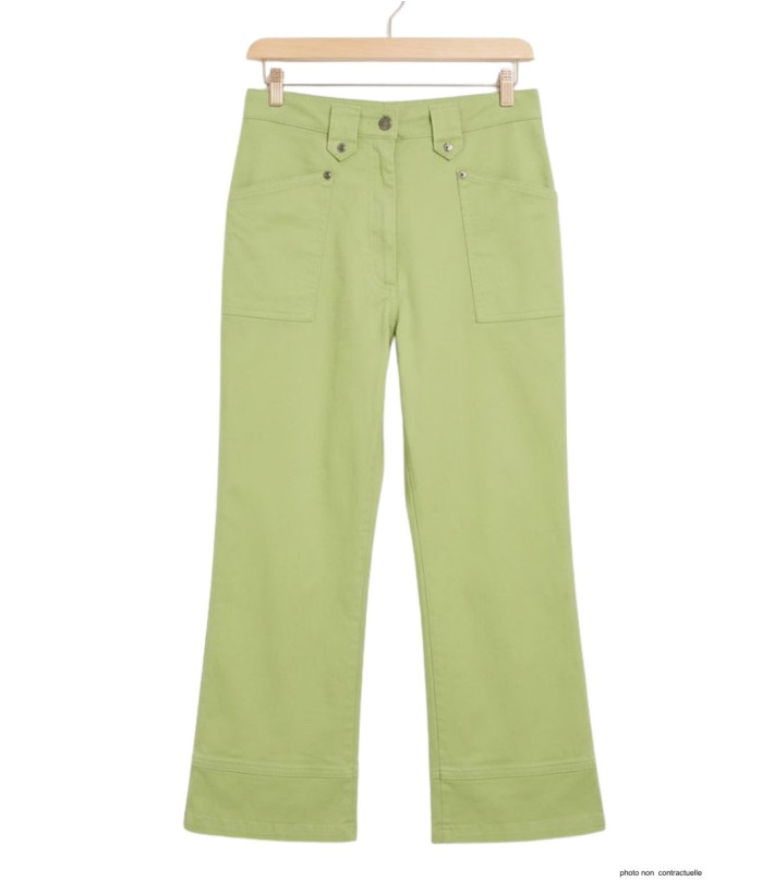 MAYFLOWER Basic Stretch : Pantacourt femme Vert Pomme coton