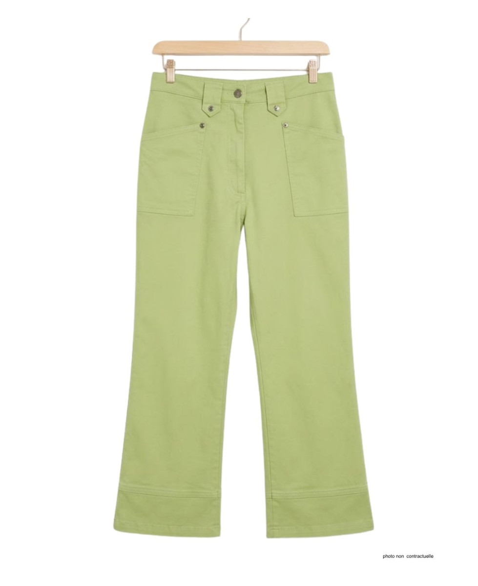MAYFLOWER Basic Stretch : Pantacourt femme Vert Pomme coton