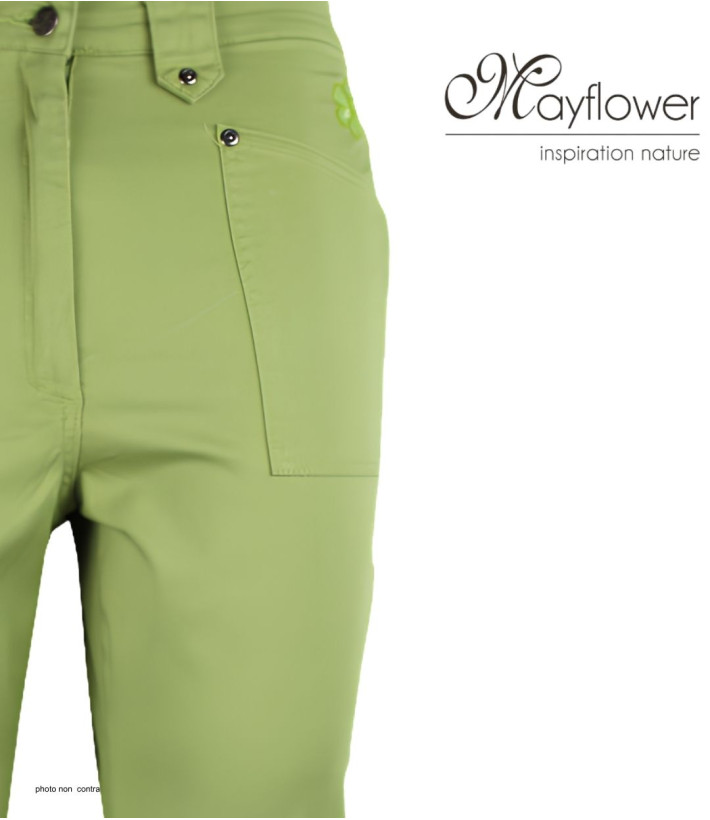 MAYFLOWER Basic Stretch : Pantacourt femme Vert Pomme coton