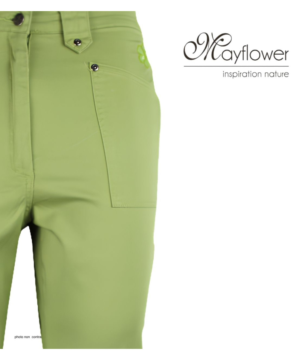 MAYFLOWER Basic Stretch : Pantacourt femme Vert Pomme coton