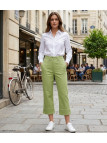 MAYFLOWER Basic Stretch : Pantacourt femme Vert Pomme coton