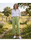 MAYFLOWER Basic Stretch : Pantacourt femme Vert Pomme coton