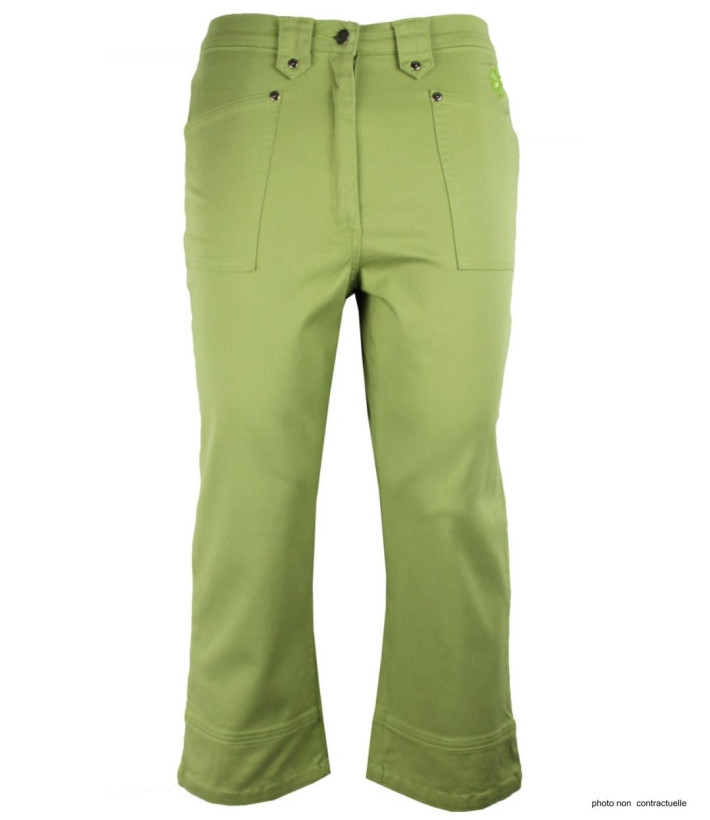 MAYFLOWER Basic Stretch : Pantacourt femme Vert Pomme coton