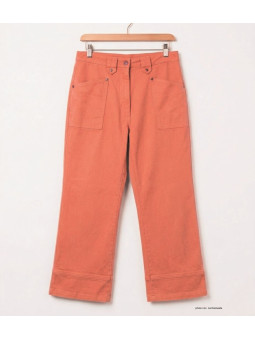 Pantacourt femme abricot orange en coton extensible MAYFLOWER modèle Basic Stretch.