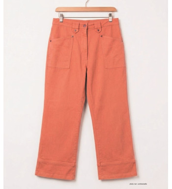 Pantacourt femme abricot orange en coton extensible MAYFLOWER modèle Basic Stretch.