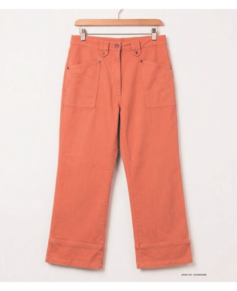 Pantacourt femme abricot orange en coton extensible MAYFLOWER modèle Basic Stretch.