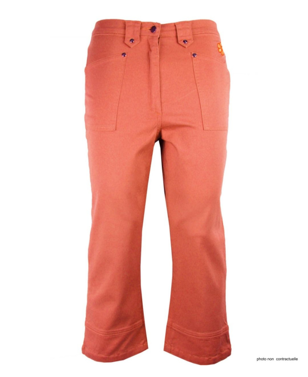 MAYFLOWER Basic Stretch : Pantacourt femme Abricot coton