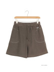 Short sport femme café – Basique, cordon, poches pratiques