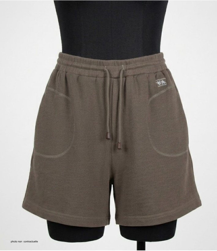Short sport femme café – Basique, cordon, poches pratiques