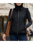 Gilet sans manches femme MAYFLOWER modèle 828070U001 en suédine noire avec fermeture zippée et col montant.