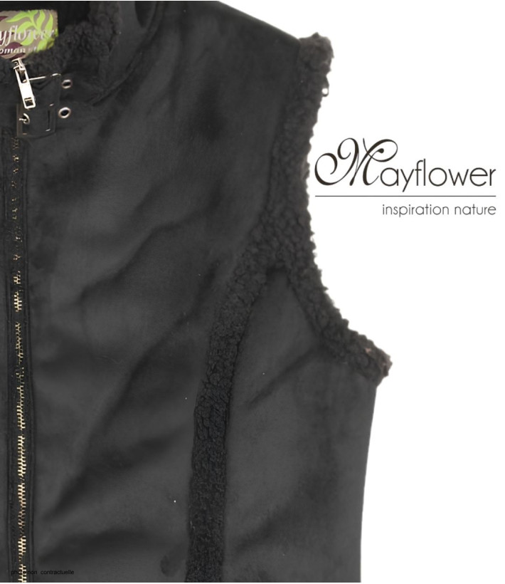 MAYFLOWER 828070U001 - Gilet Sans Manches Noir en Suédine