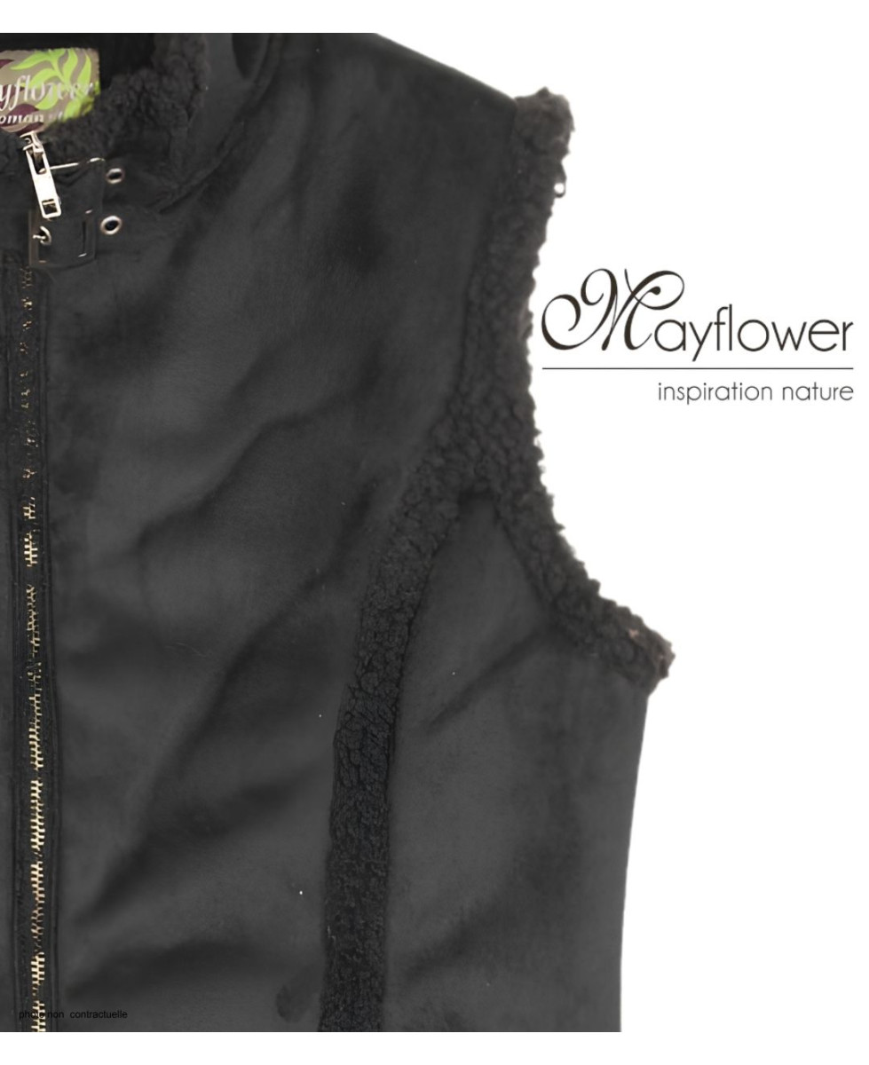 MAYFLOWER 828070U001 - Gilet Sans Manches Noir en Suédine