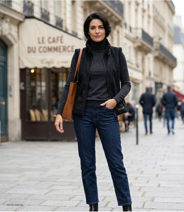 MAYFLOWER 828070U001 - Gilet Sans Manches Noir en Suédine