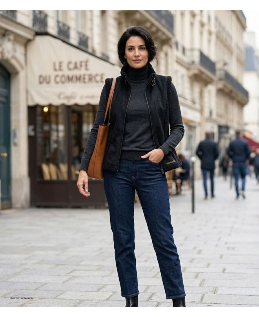 MAYFLOWER 828070U001 - Gilet Sans Manches Noir en Suédine