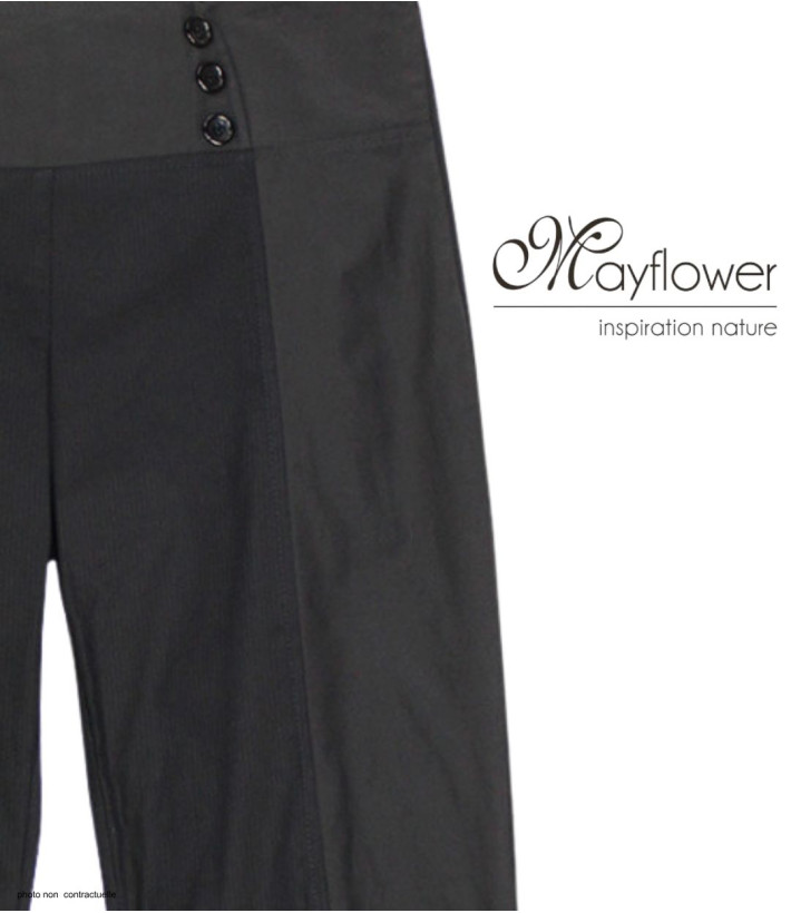 MAYFLOWER 910368U002 - Pantacourt Ville Noir Bi-matière Chic