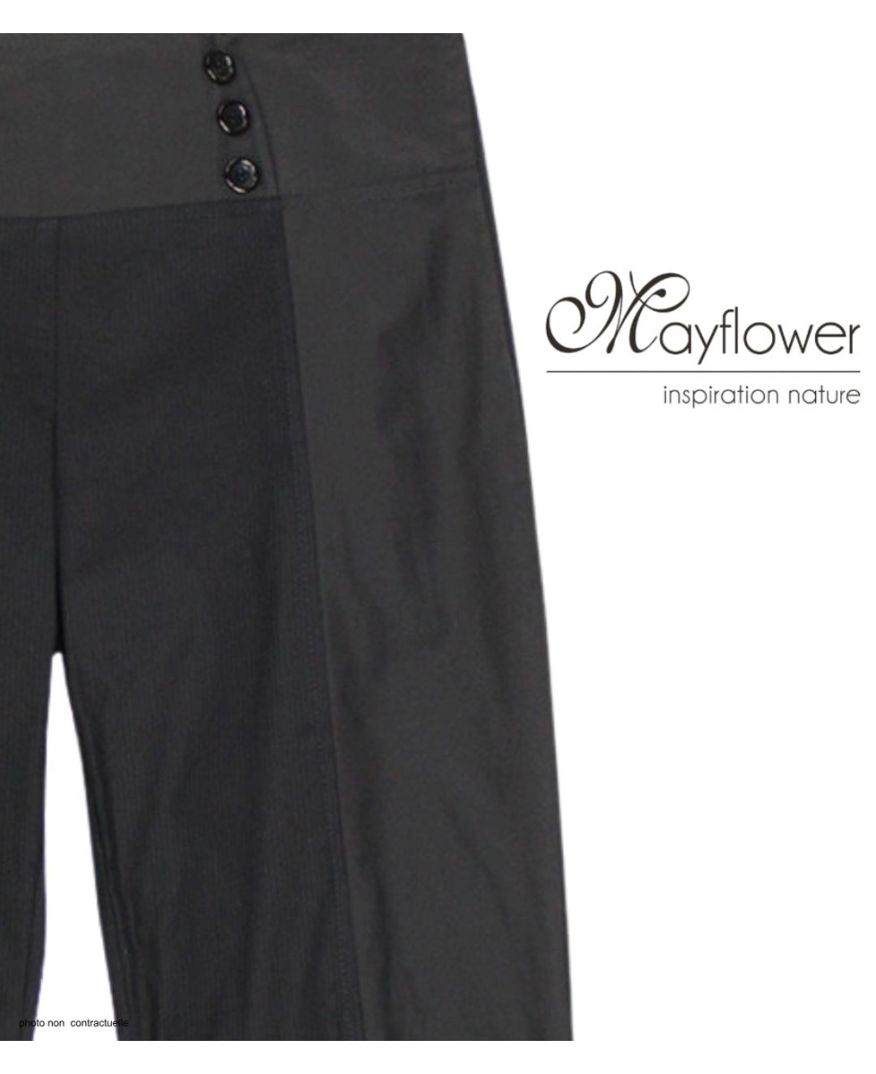 MAYFLOWER 910368U002 - Pantacourt Ville Noir Bi-matière Chic