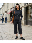MAYFLOWER 910368U002 - Pantacourt Ville Noir Bi-matière Chic