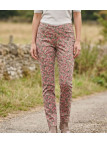 Pantalon femme imprimé à fleurs orange et rose MAYFLOWER modèle BELINDA2O en coton extensible.
