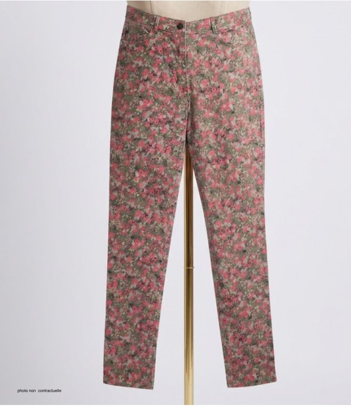 MAYFLOWER BELINDA2O - Pantalon Stretch Imprimé Fleuri Orange