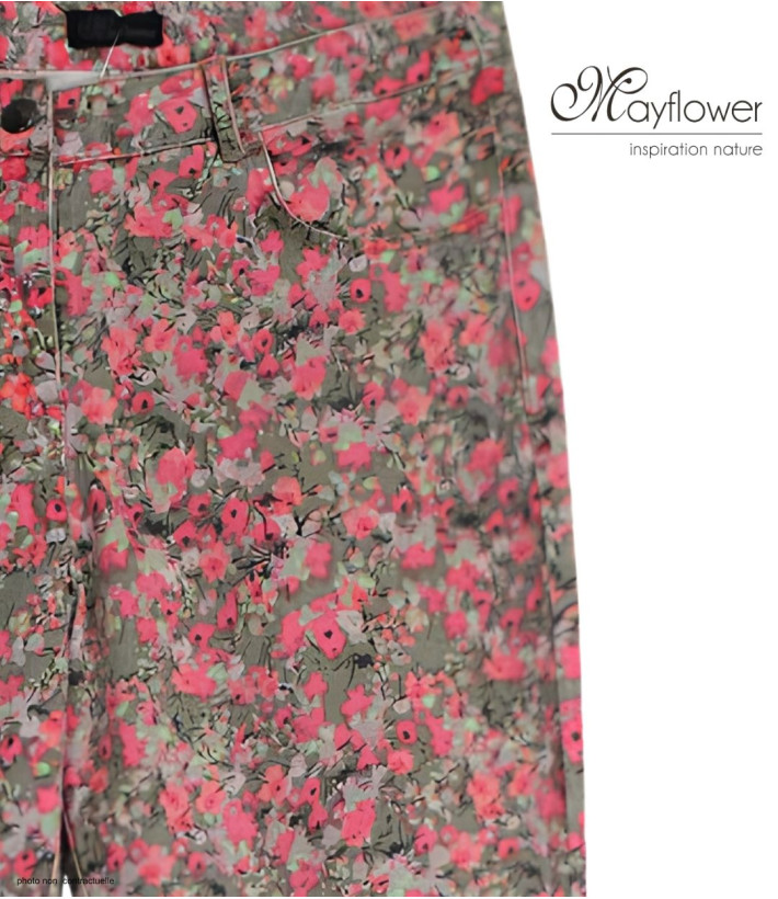 MAYFLOWER BELINDA2O - Pantalon Stretch Imprimé Fleuri Orange
